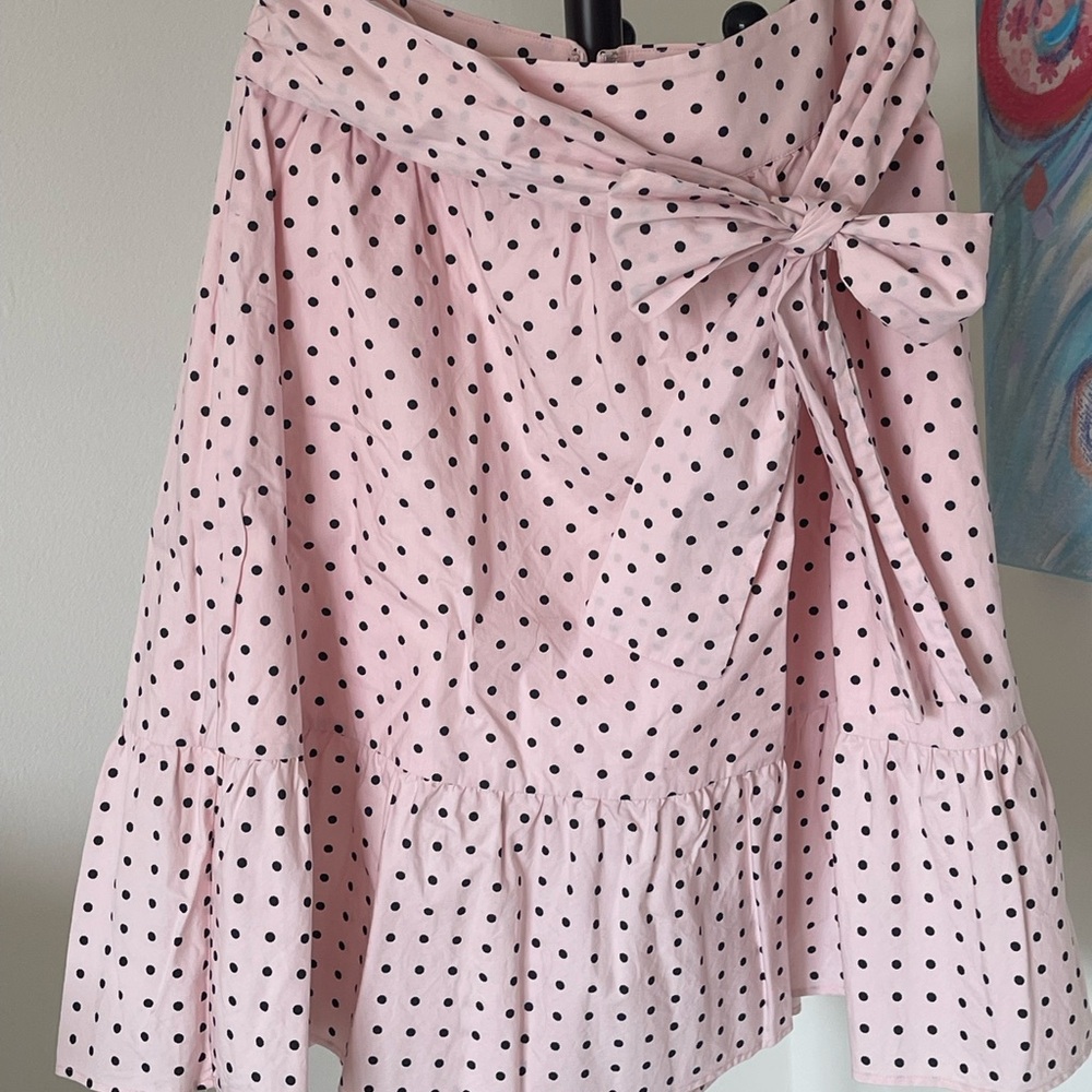 J. Crew Pink Midi Skirt with Tie Front and Ruffles